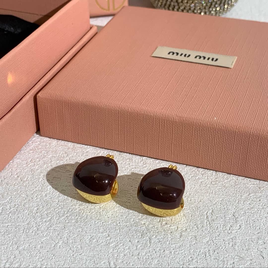 Miu Miu Elegant Brown Drop Earrings
